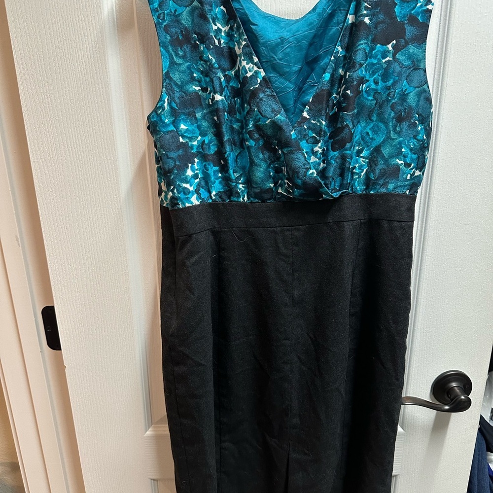 J. Crew women's Elegant Teal and Black Sleeveless Dress size 8/ NWOT B100